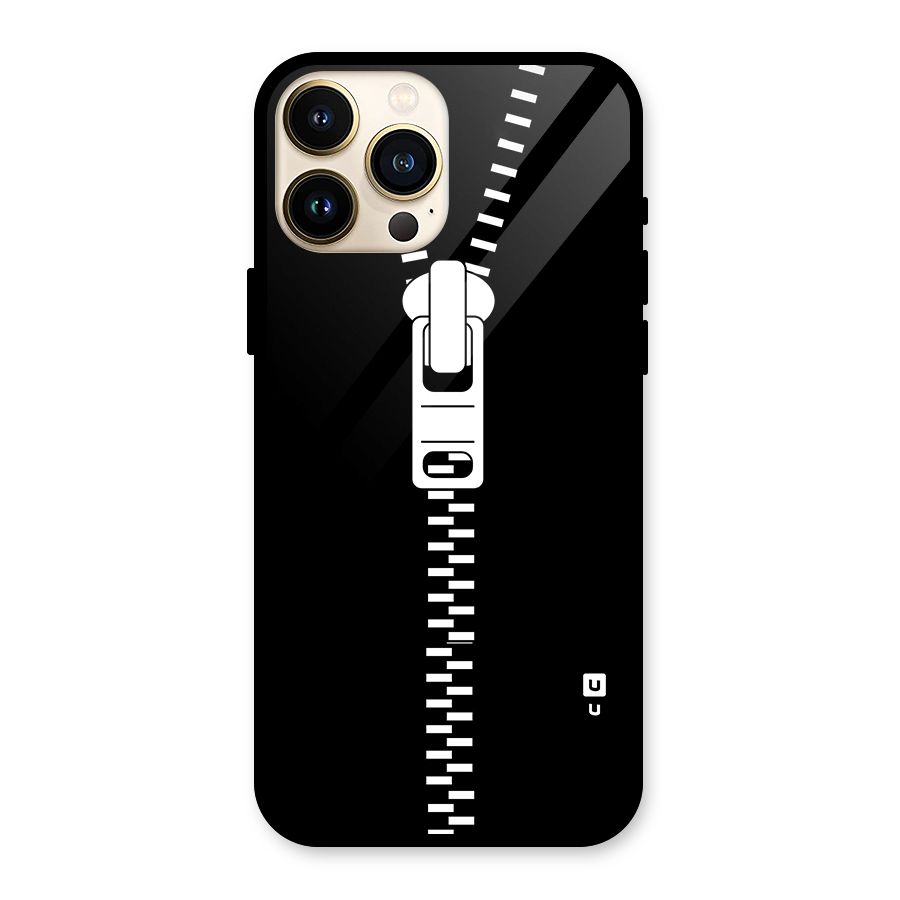 Black Zipper Glass Back Case for iPhone 13 Pro Max