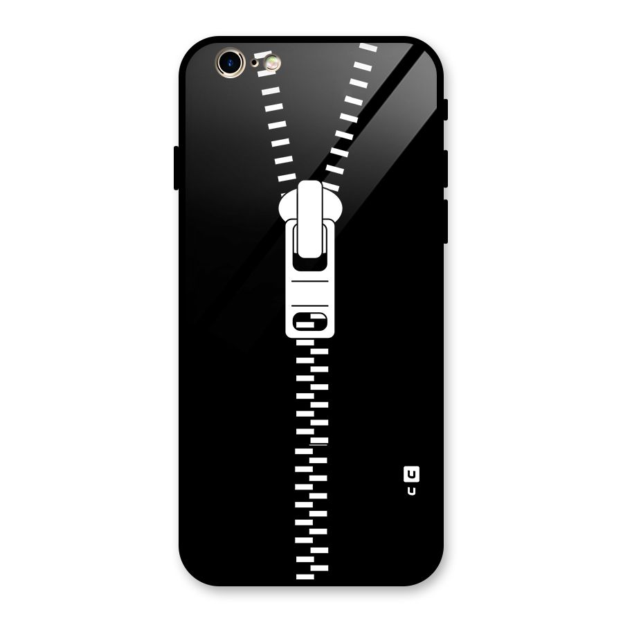 Black Zipper Glass Back Case for iPhone 6 6S
