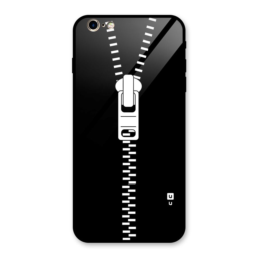 Black Zipper Glass Back Case for iPhone 6 Plus 6S Plus