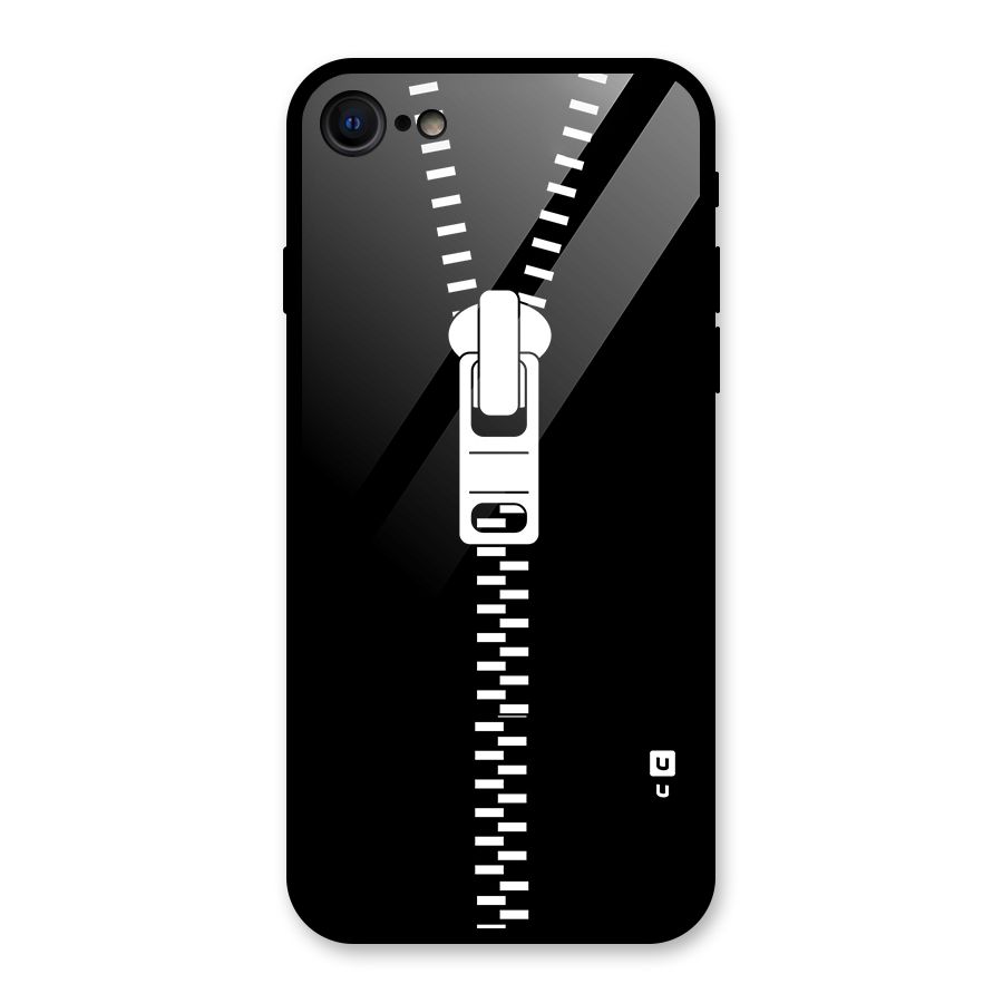 Black Zipper Glass Back Case for iPhone 7