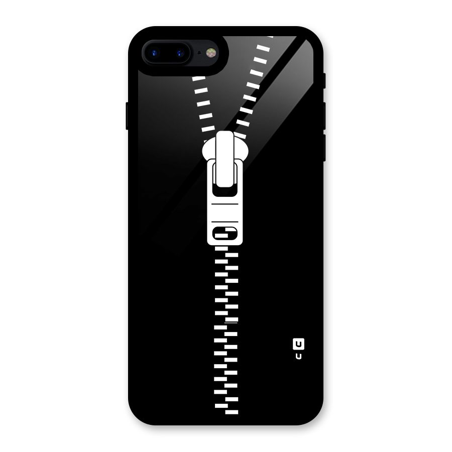 Black Zipper Glass Back Case for iPhone 7 Plus