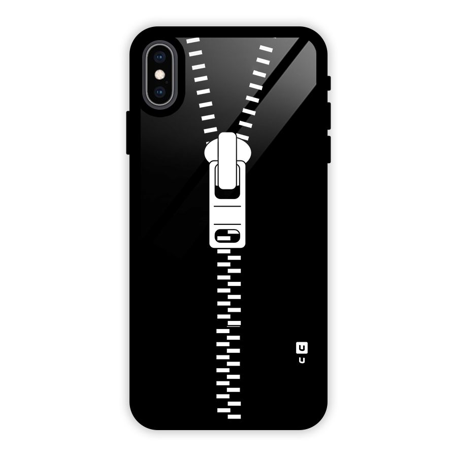 Black Zipper Glass Back Case for iPhone XS Max
