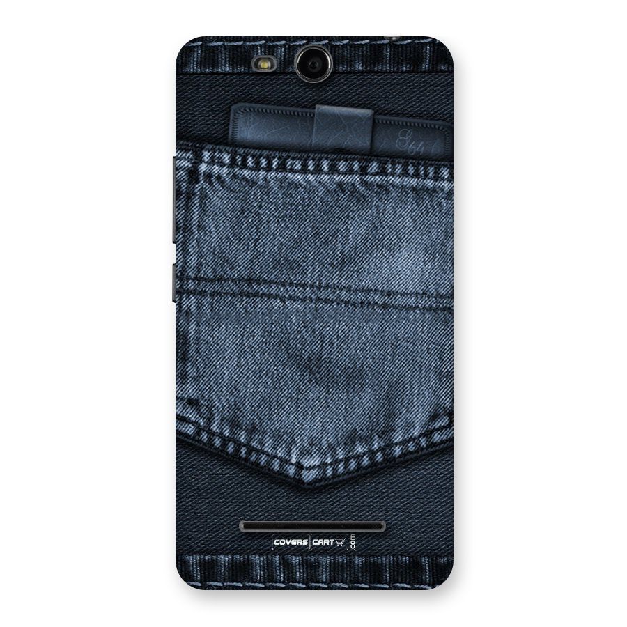 Blue Denim Back Case for Micromax Canvas Juice 3 Q392