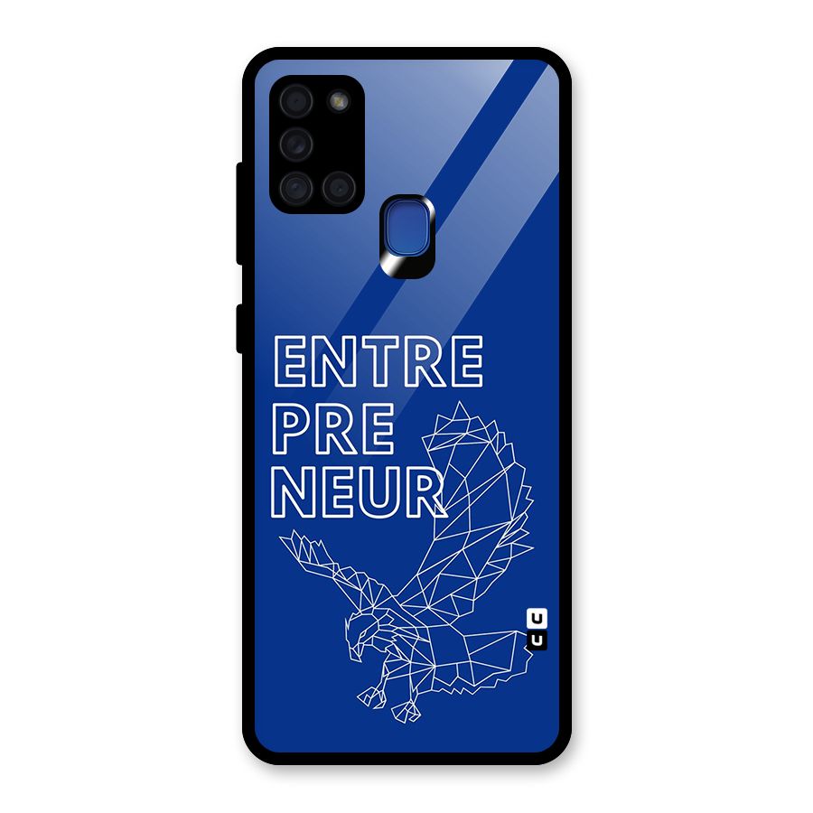 Blue Entrepreneur Glass Back Case for Galaxy A21s