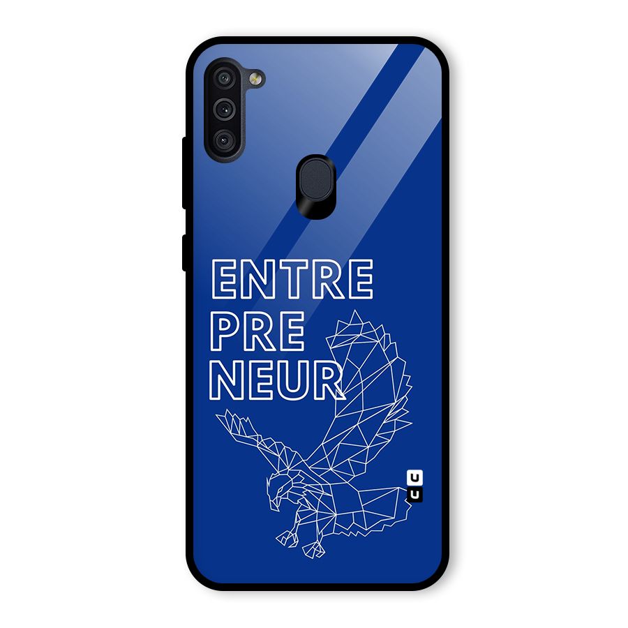 Blue Entrepreneur Glass Back Case for Galaxy M11