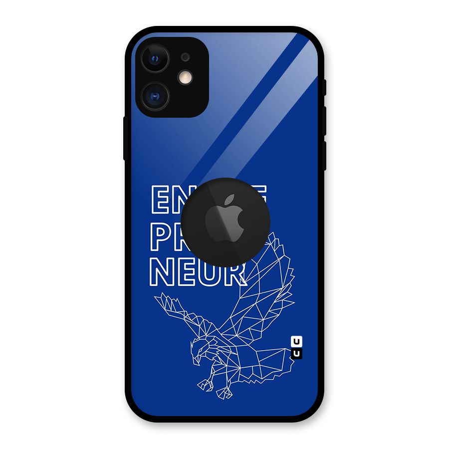 Blue Entrepreneur Glass Back Case for iPhone 11 Logo Cut