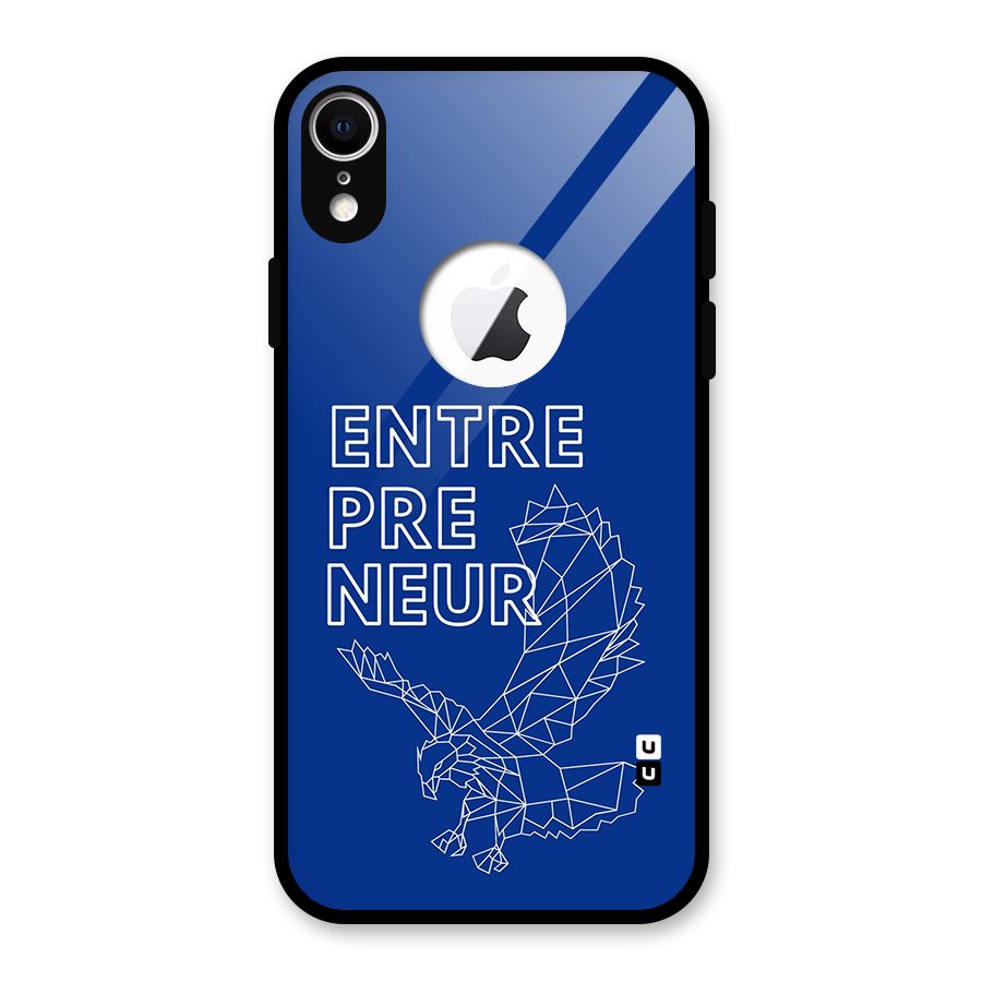 Blue Entrepreneur Glass Back Case for iPhone XR Logo Cut