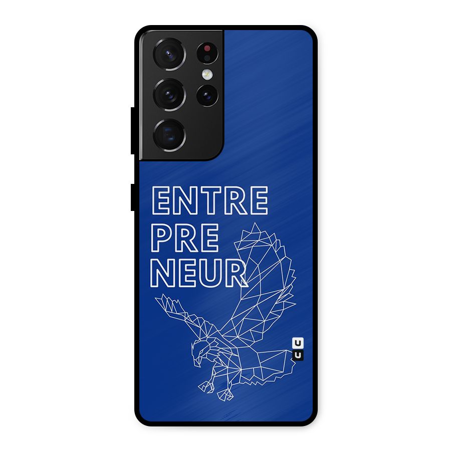 Blue Entrepreneur Metal Back Case for Galaxy S21 Ultra 5G