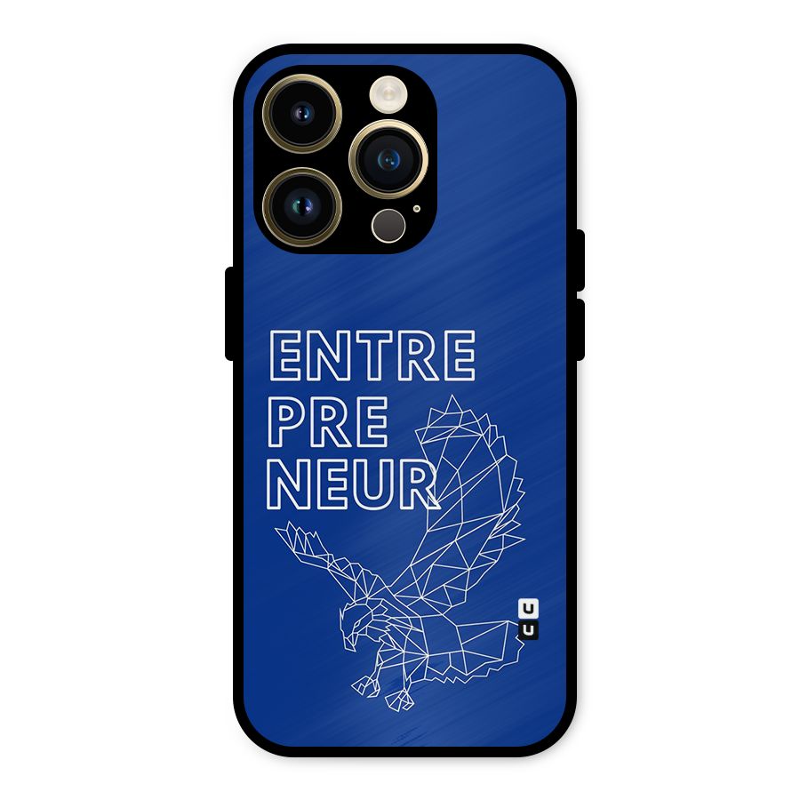 Blue Entrepreneur Metal Back Case for iPhone 14 Pro