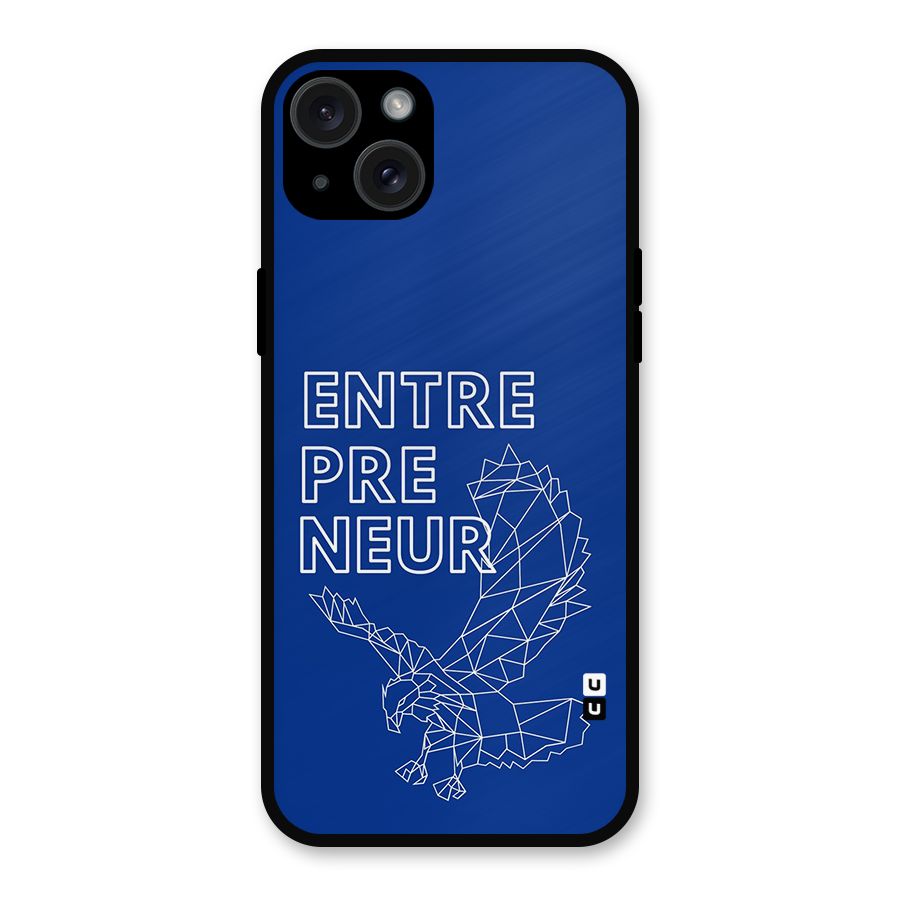 Blue Entrepreneur Metal Back Case for iPhone 15 Plus