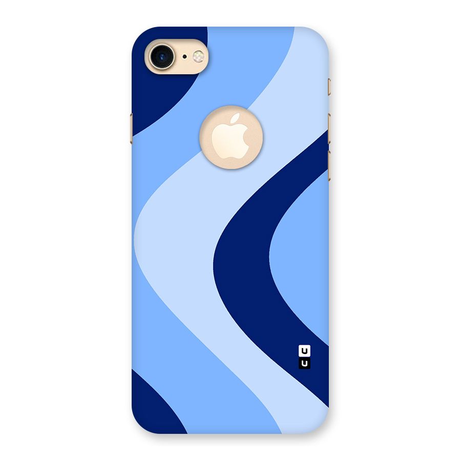 Blue Shade Curves Back Case for iPhone 7 Logo Cut