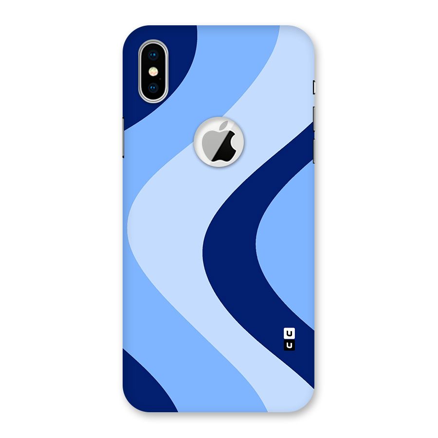 Blue Shade Curves Back Case for iPhone X Logo Cut