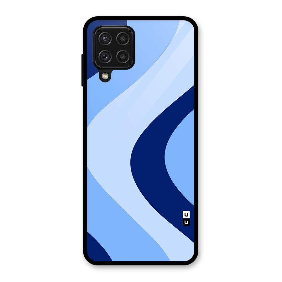 Blue Shade Curves Glass Back Case for Galaxy A22 4G