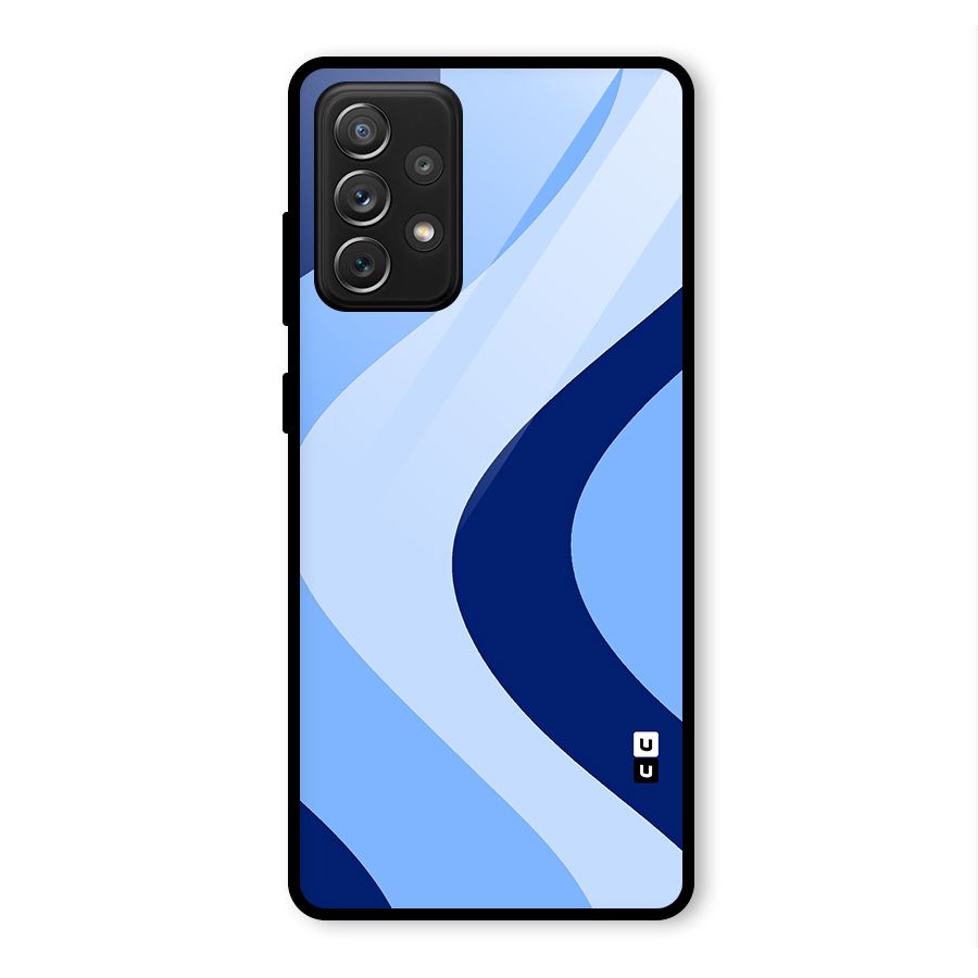Blue Shade Curves Glass Back Case for Galaxy A72