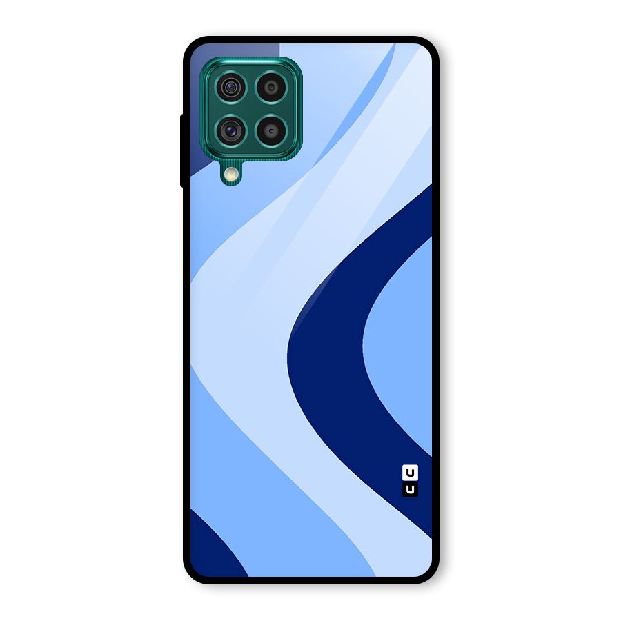 Blue Shade Curves Glass Back Case for Galaxy F62