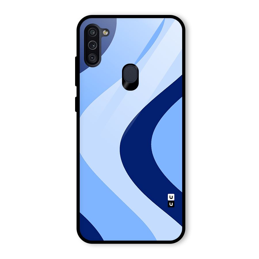 Blue Shade Curves Glass Back Case for Galaxy M11