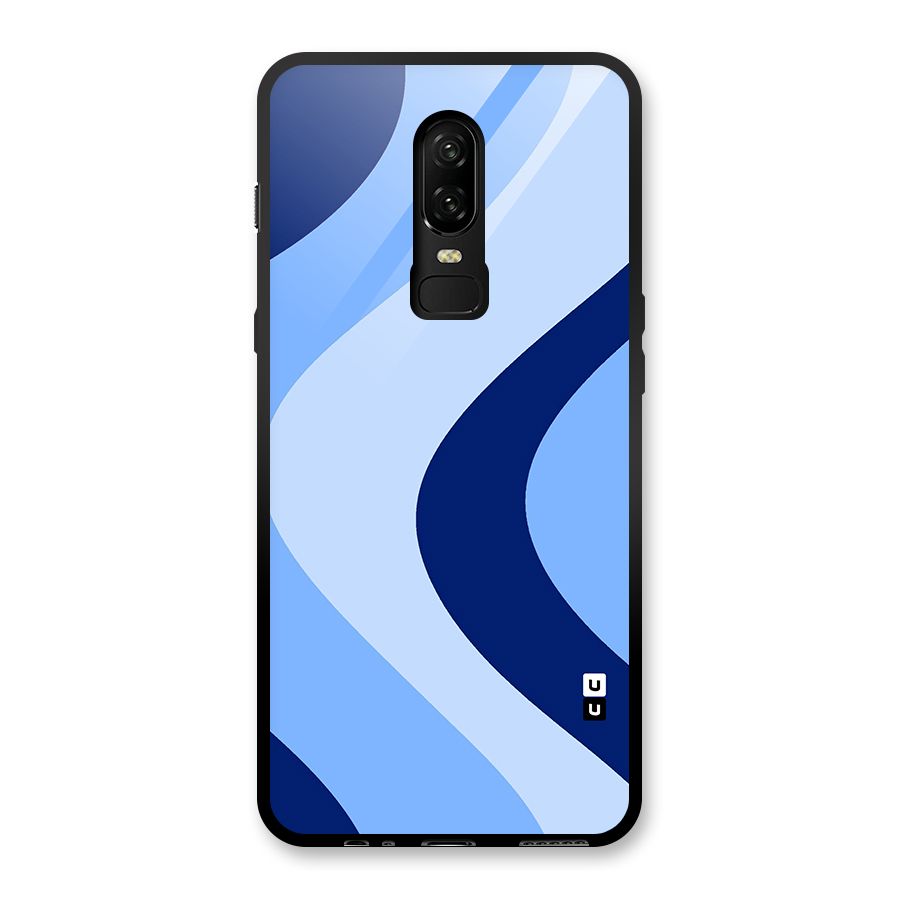 Blue Shade Curves Glass Back Case for OnePlus 6