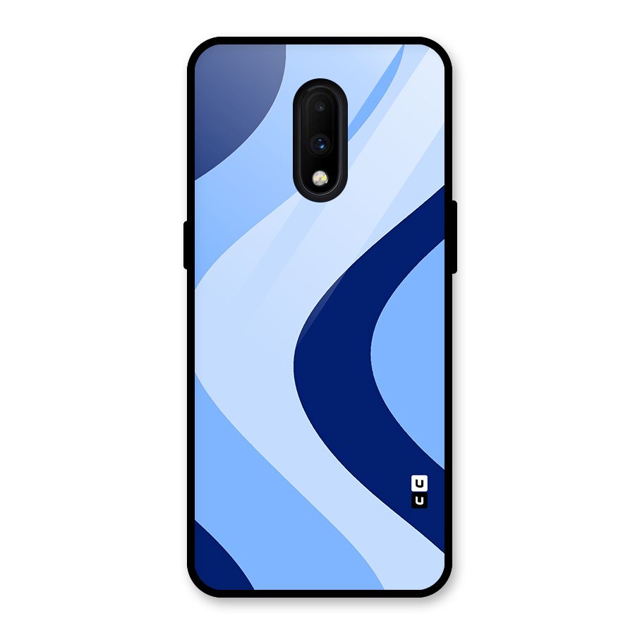 Blue Shade Curves Glass Back Case for OnePlus 7