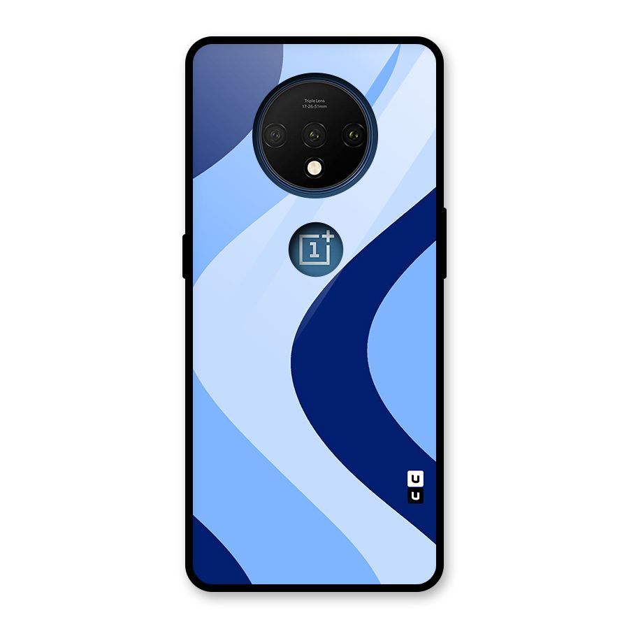 Blue Shade Curves Glass Back Case for OnePlus 7T