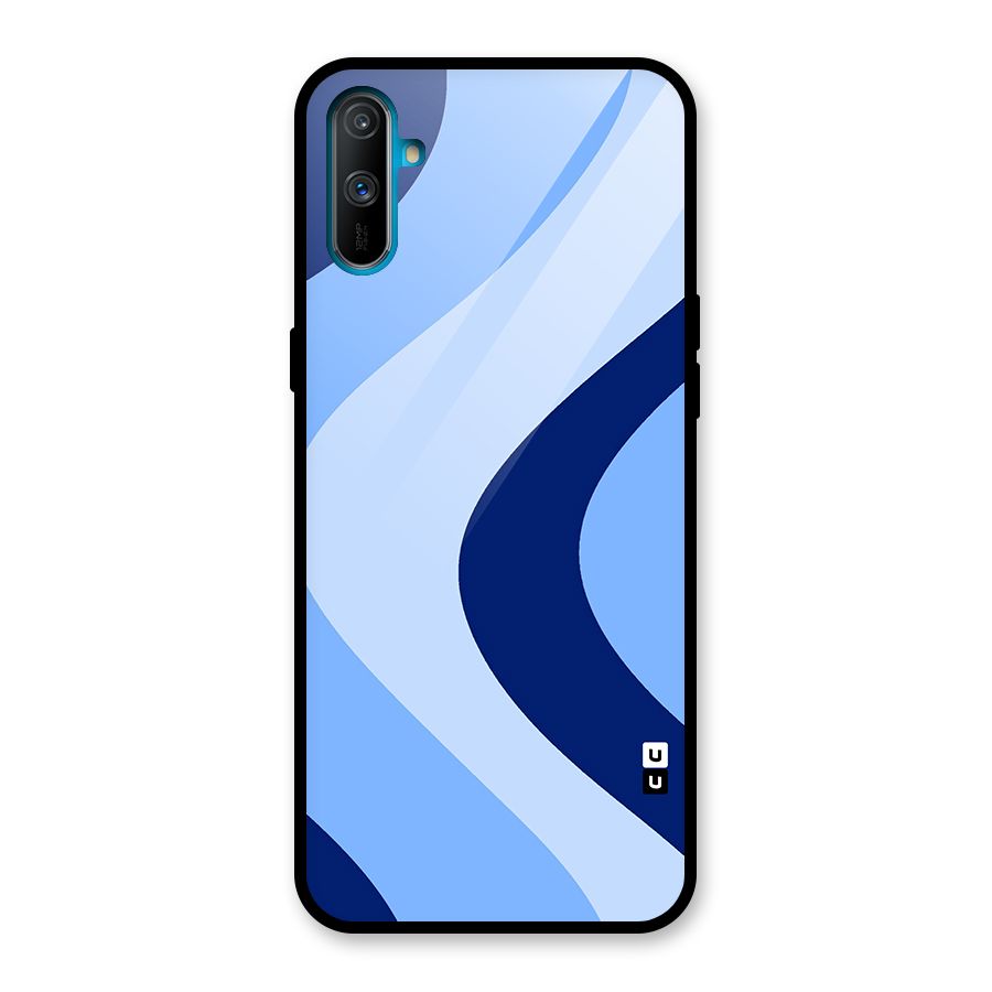 Blue Shade Curves Glass Back Case for Realme C3