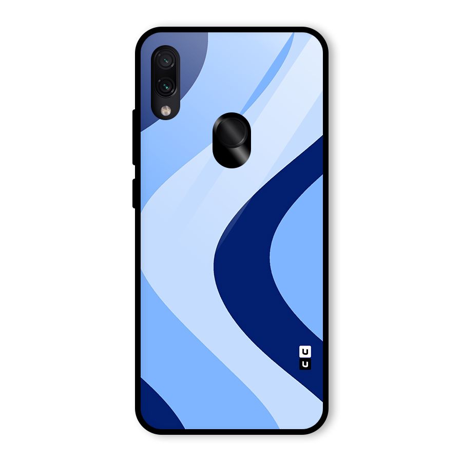 Blue Shade Curves Glass Back Case for Redmi Note 7S