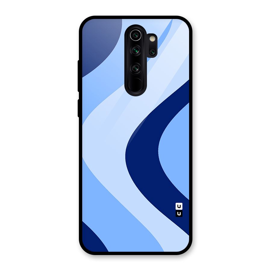 Blue Shade Curves Glass Back Case for Redmi Note 8 Pro