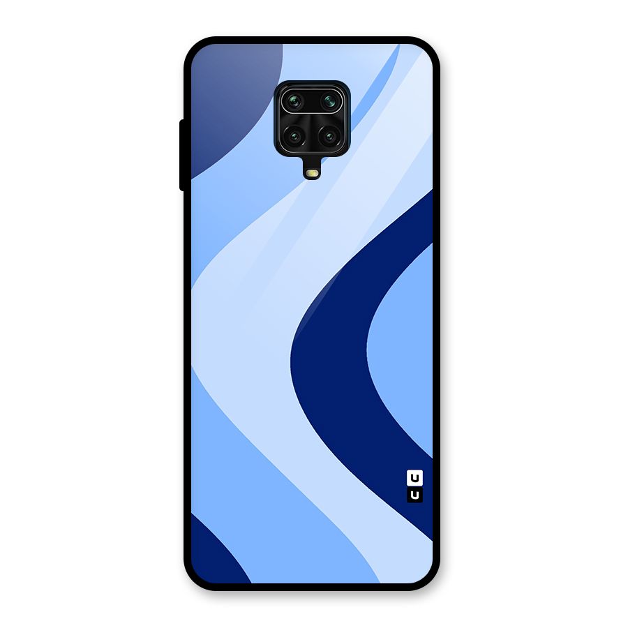 Blue Shade Curves Glass Back Case for Redmi Note 9 Pro