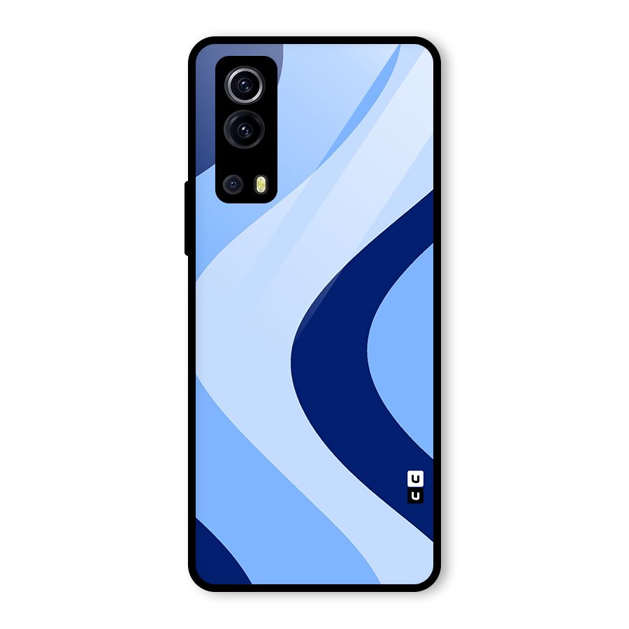Blue Shade Curves Glass Back Case for Vivo iQOO Z3