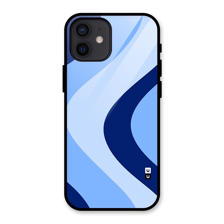 Blue Shade Curves Glass Back Case for iPhone 12