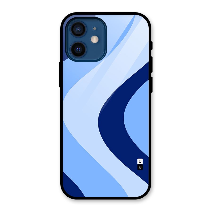 Blue Shade Curves Glass Back Case for iPhone 12 Mini