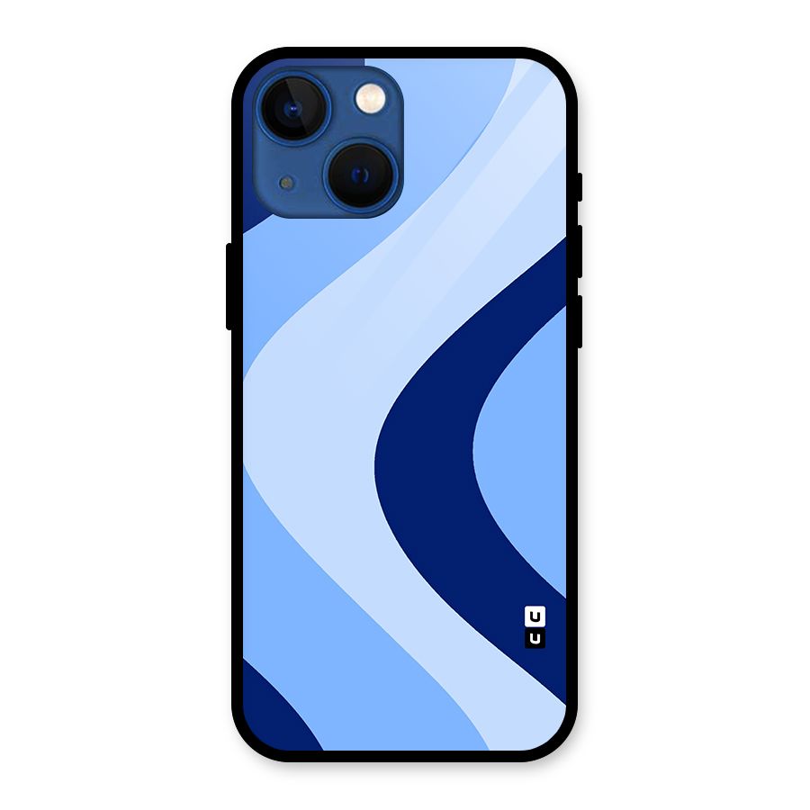 Blue Shade Curves Glass Back Case for iPhone 13 Mini