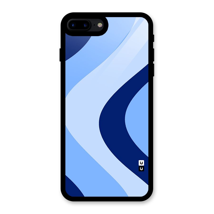 Blue Shade Curves Glass Back Case for iPhone 7 Plus