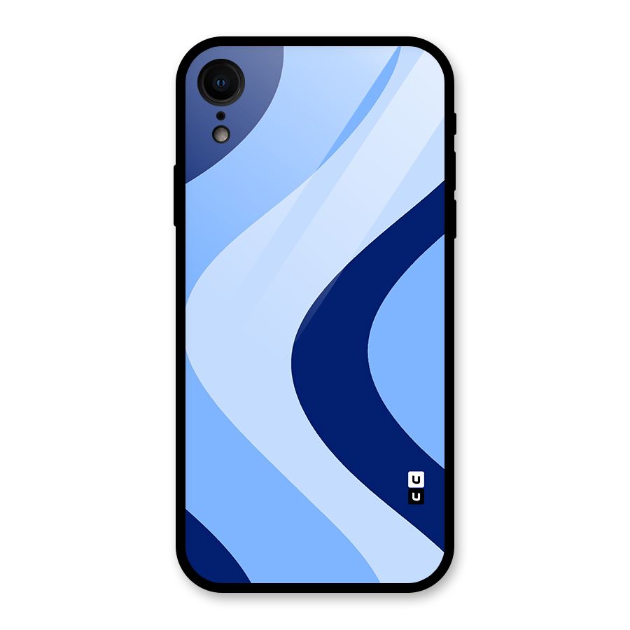 Blue Shade Curves Glass Back Case for iPhone XR