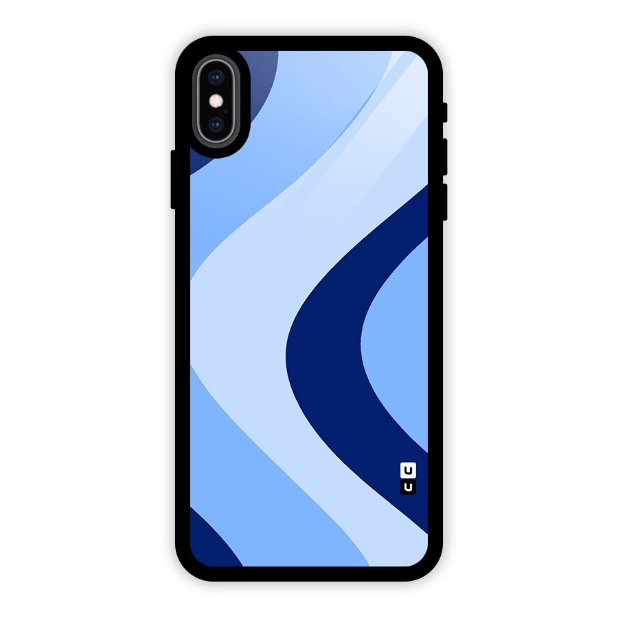 Blue Shade Curves Glass Back Case for iPhone XS Max
