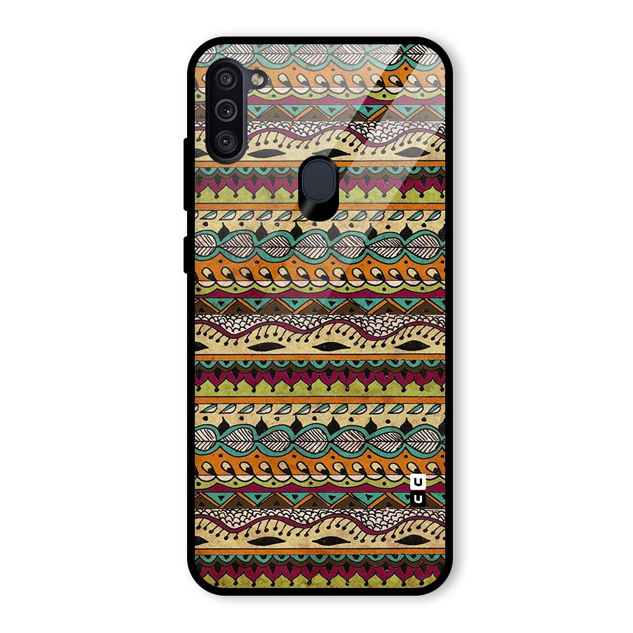 Bohemian Style Aztec Art Glass Back Case for Galaxy M11