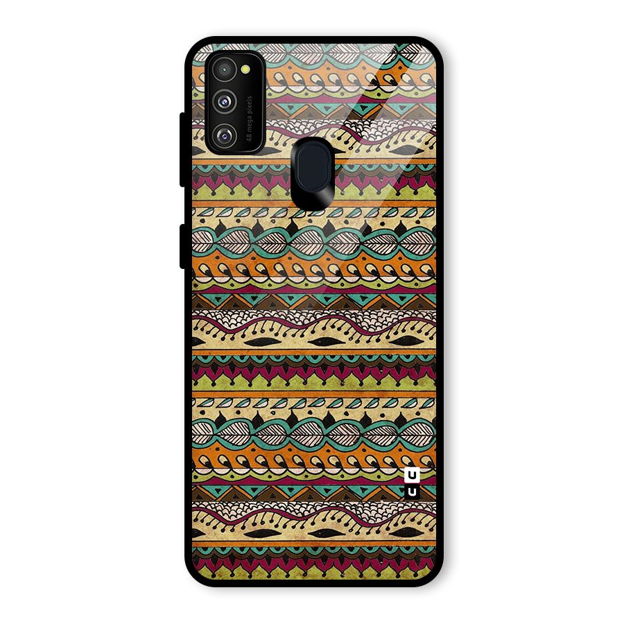 Bohemian Style Aztec Art Glass Back Case for Galaxy M30s