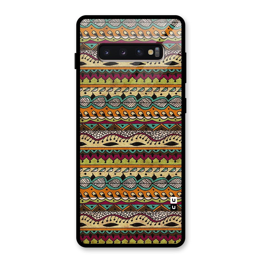 Bohemian Style Aztec Art Glass Back Case for Galaxy S10 Plus