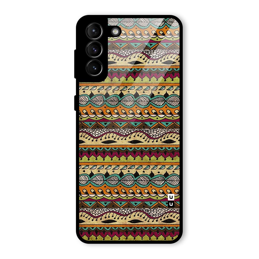 Bohemian Style Aztec Art Glass Back Case for Galaxy S21 Plus