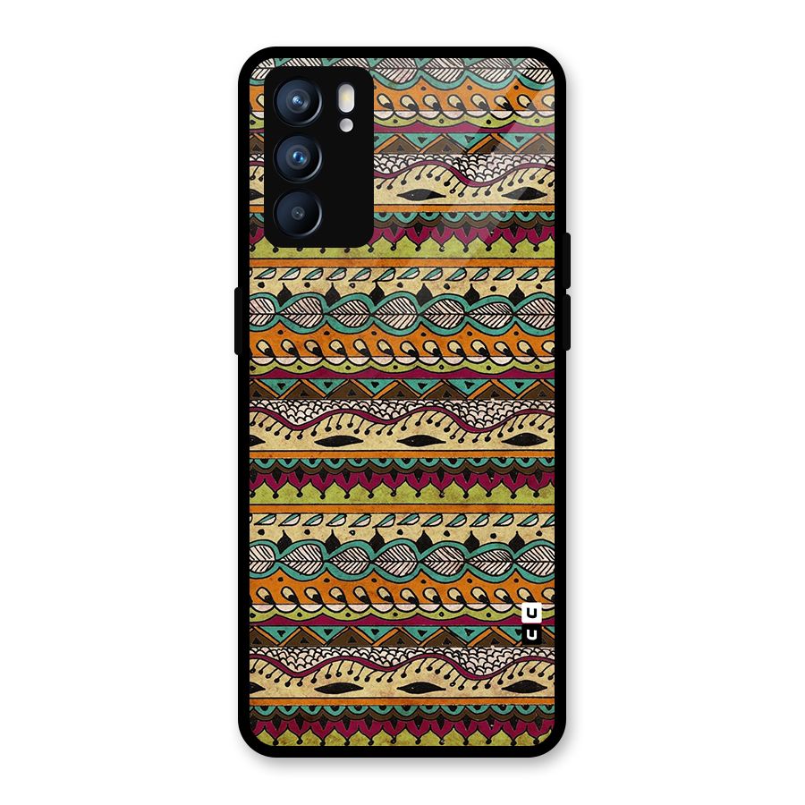 Bohemian Style Aztec Art Glass Back Case for Oppo Reno6 5G