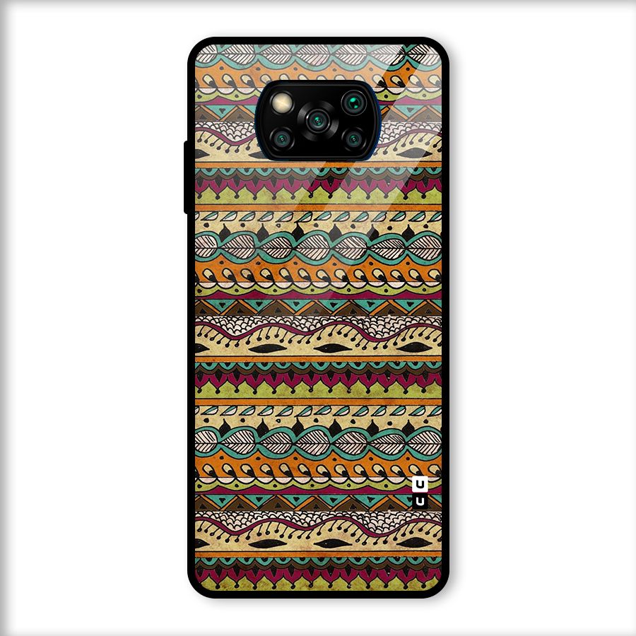 Bohemian Style Aztec Art Glass Back Case for Poco X3