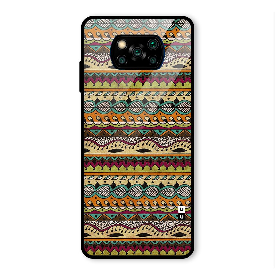 Bohemian Style Aztec Art Glass Back Case for Poco X3 Pro