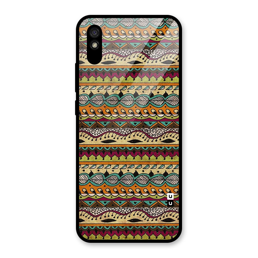 Bohemian Style Aztec Art Glass Back Case for Redmi 9A