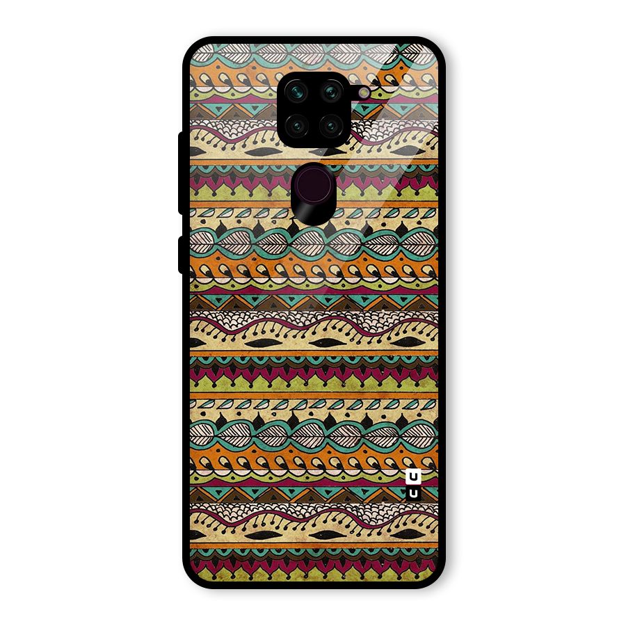 Bohemian Style Aztec Art Glass Back Case for Redmi Note 9