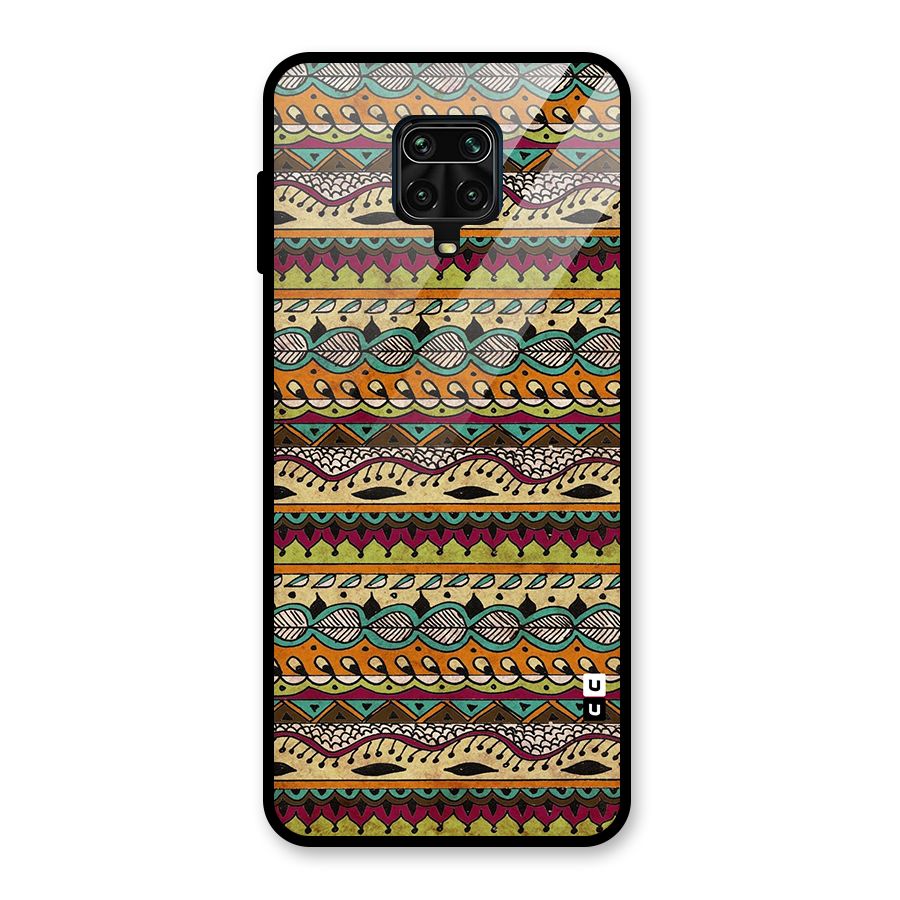 Bohemian Style Aztec Art Glass Back Case for Redmi Note 9 Pro