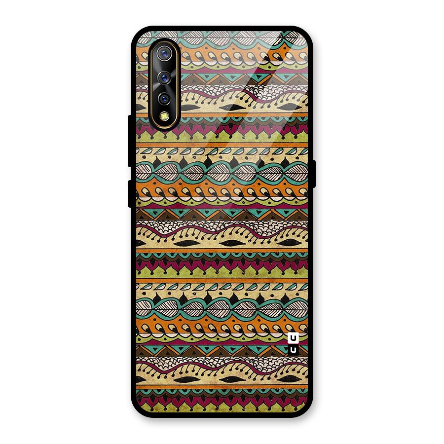 Bohemian Style Aztec Art Glass Back Case for Vivo S1