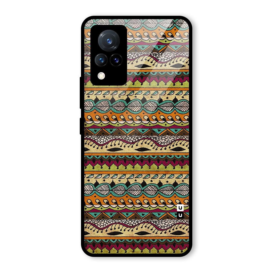 Bohemian Style Aztec Art Glass Back Case for Vivo V21 5G