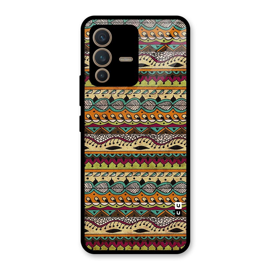 Bohemian Style Aztec Art Glass Back Case for Vivo V23 5G
