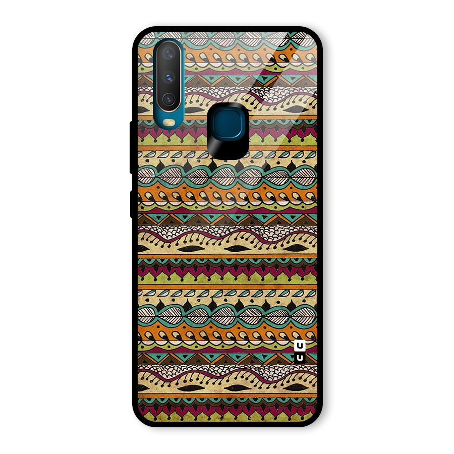 Bohemian Style Aztec Art Glass Back Case for Vivo Y17