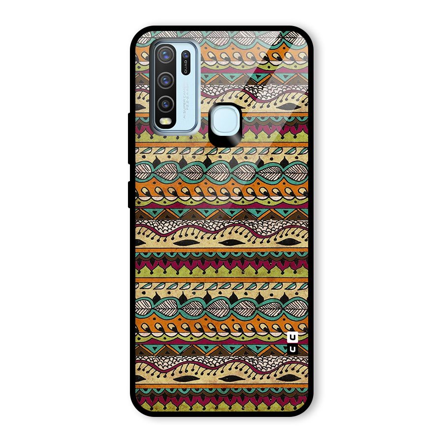 Bohemian Style Aztec Art Glass Back Case for Vivo Y30