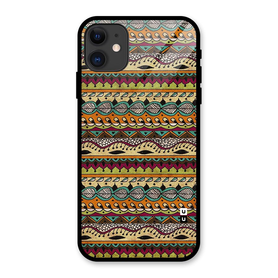 Bohemian Style Aztec Art Glass Back Case for iPhone 11